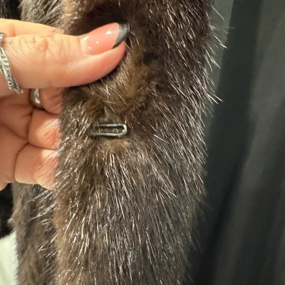 Saga Full Length Black Mink Coat with 2 mink Caps in black and white. - Picture 2 of 15